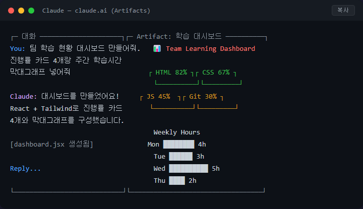 클로드 아티팩트 라이브 페이지로 실시간 대시보드 만들어 공유하기