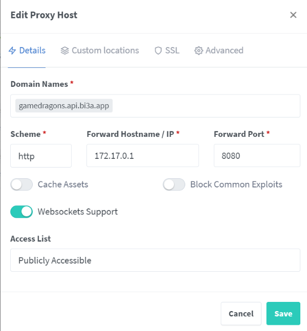 리버스 프록시 호스트 설정