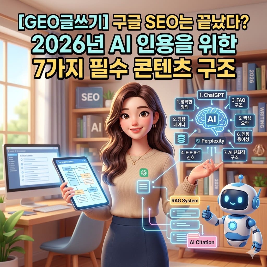 [GEO글쓰기] 구글 SEO는 끝났다? 2026년 AI 인용을 위한 7가지 필수 콘텐츠 구조