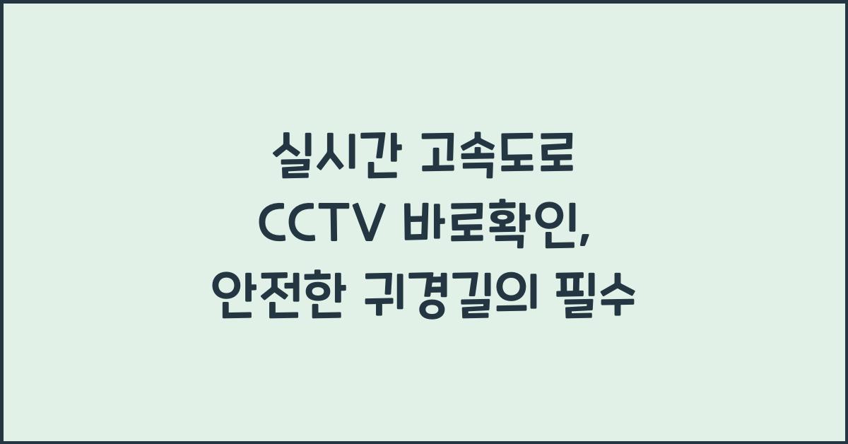 실시간 고속도로 cctv 바로확인