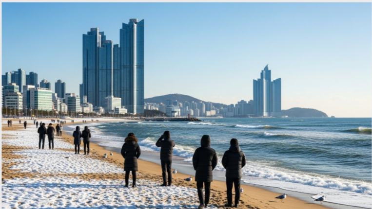 해눙대 겨울 바다 사진