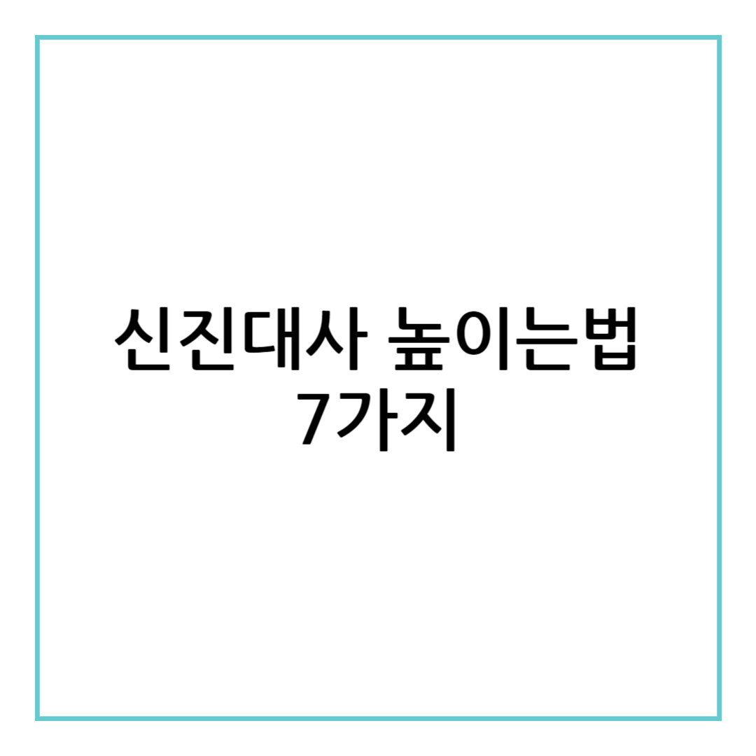 신진대사 높이는법