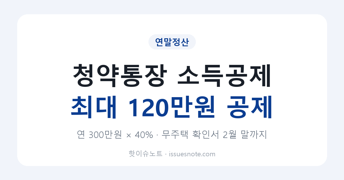 청약통장 소득공제 최대 120만원 공제 안내