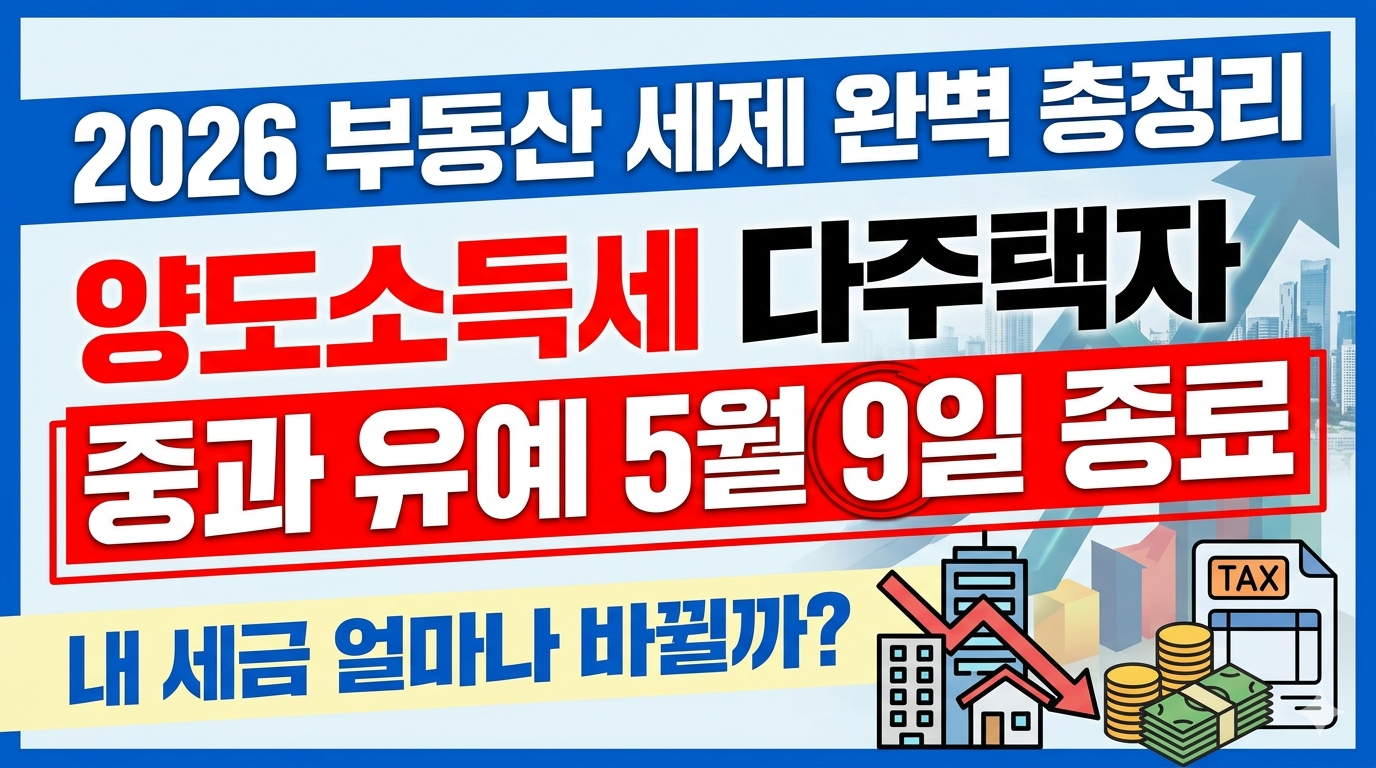 2026 부동산 세제 완벽 총정리 &mdash; 내 세금, 얼마나 바뀔까 양도소득세 &mdash; 다주택자 중과 유예, 5월 9일 종료 확정