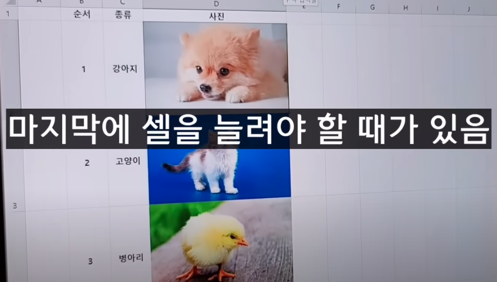 마지막에 셀을 늘려야 할 때