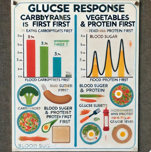 탄수화물 먼저 vs. 식이섬유 먼저 먹을 때 혈당 차이 비교 그래프
