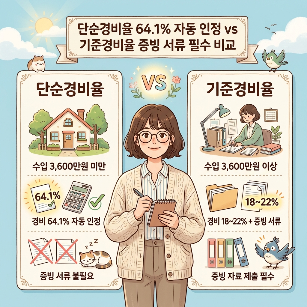 프리랜서 단순경비율 기준경비율 비교 3600만원 기준