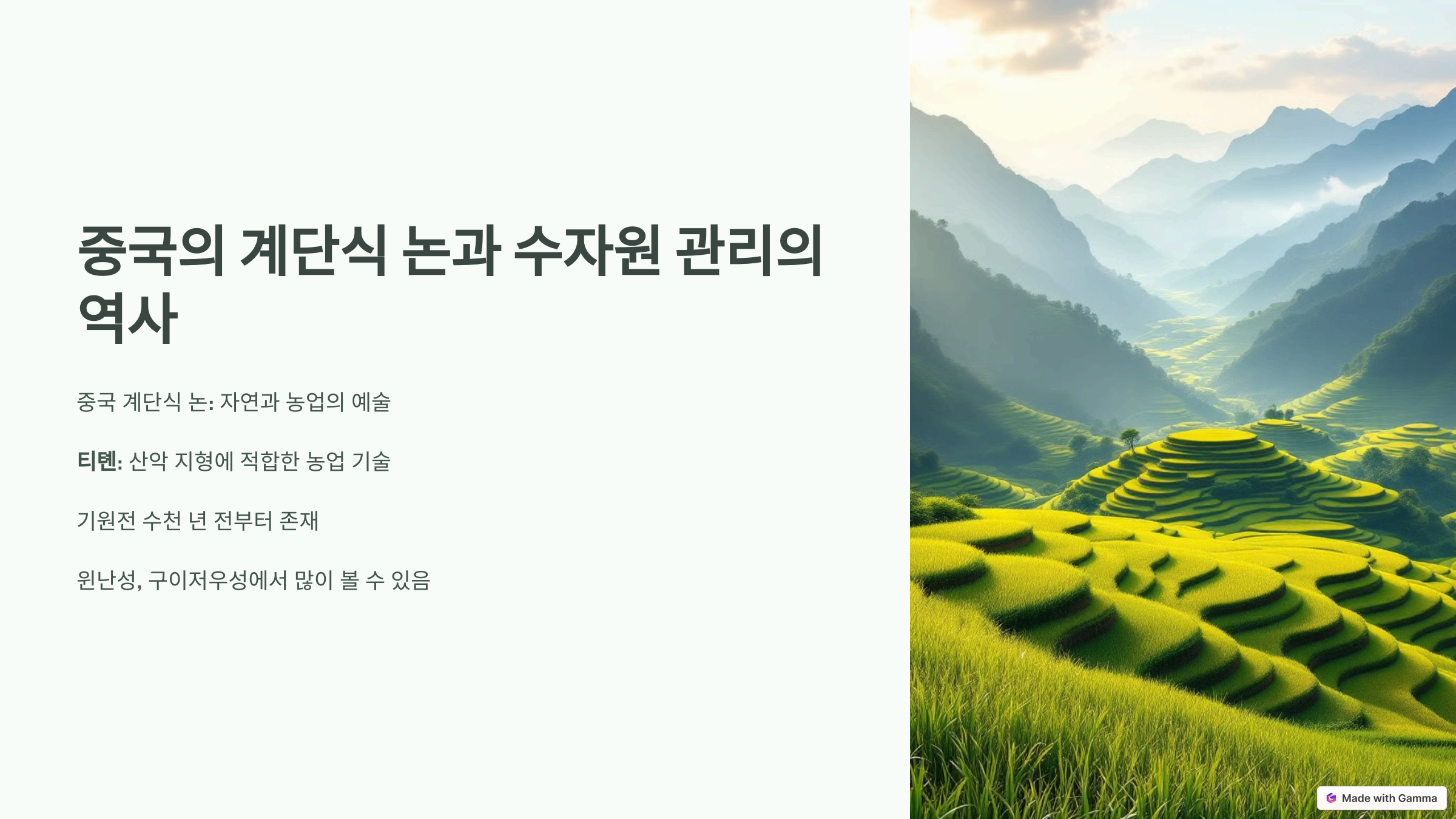 중국의 계단식 논과 수자원 관리의 역사