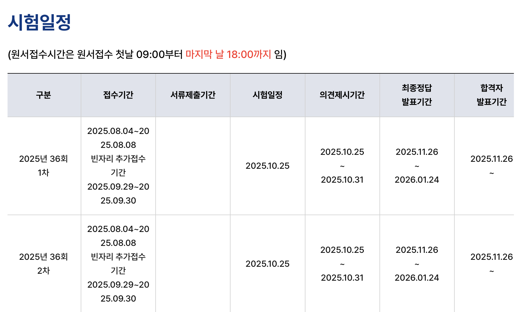 공인중개사시험일정