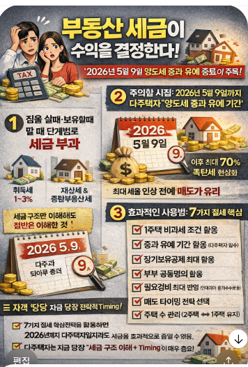 2026년 부동산 세금 완전정리 l양도세,보유세 줄이는 핵심 전략 총공개(모르면 수천만원 손해)