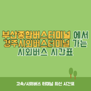 부산종합버스터미널에서 경주시외버스터미널 가는 시외버스 시간표 최신정보