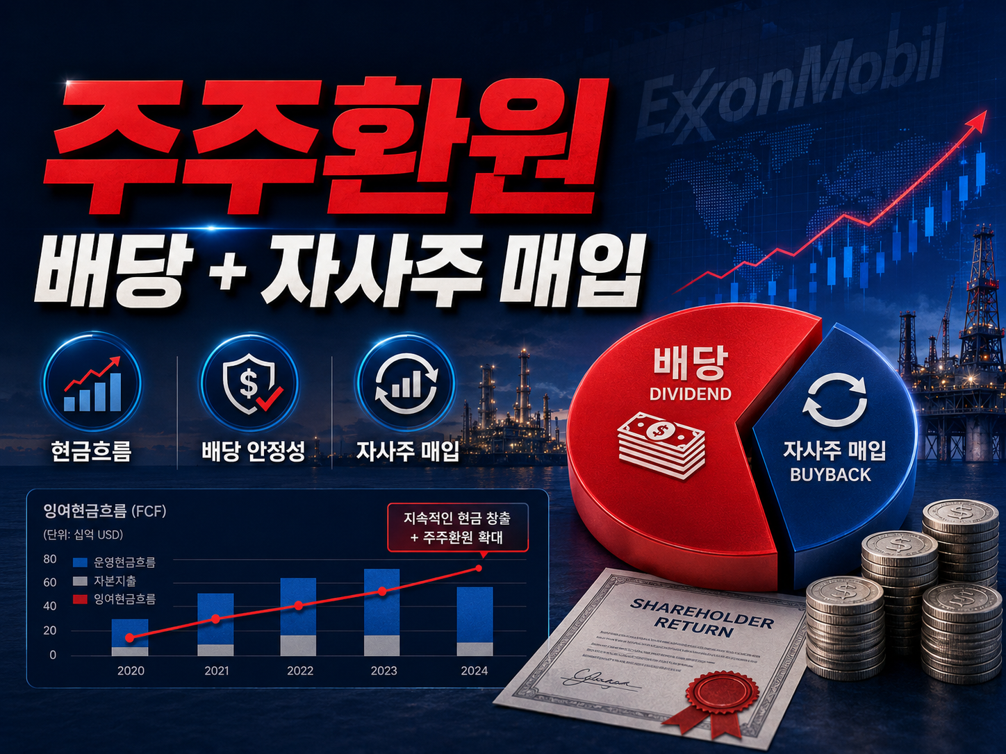 엑슨모빌 주가, 유가보다 LNG가 더 중요해졌다 Woodside 인수설·가이아나 유전·배당까지 총정리
