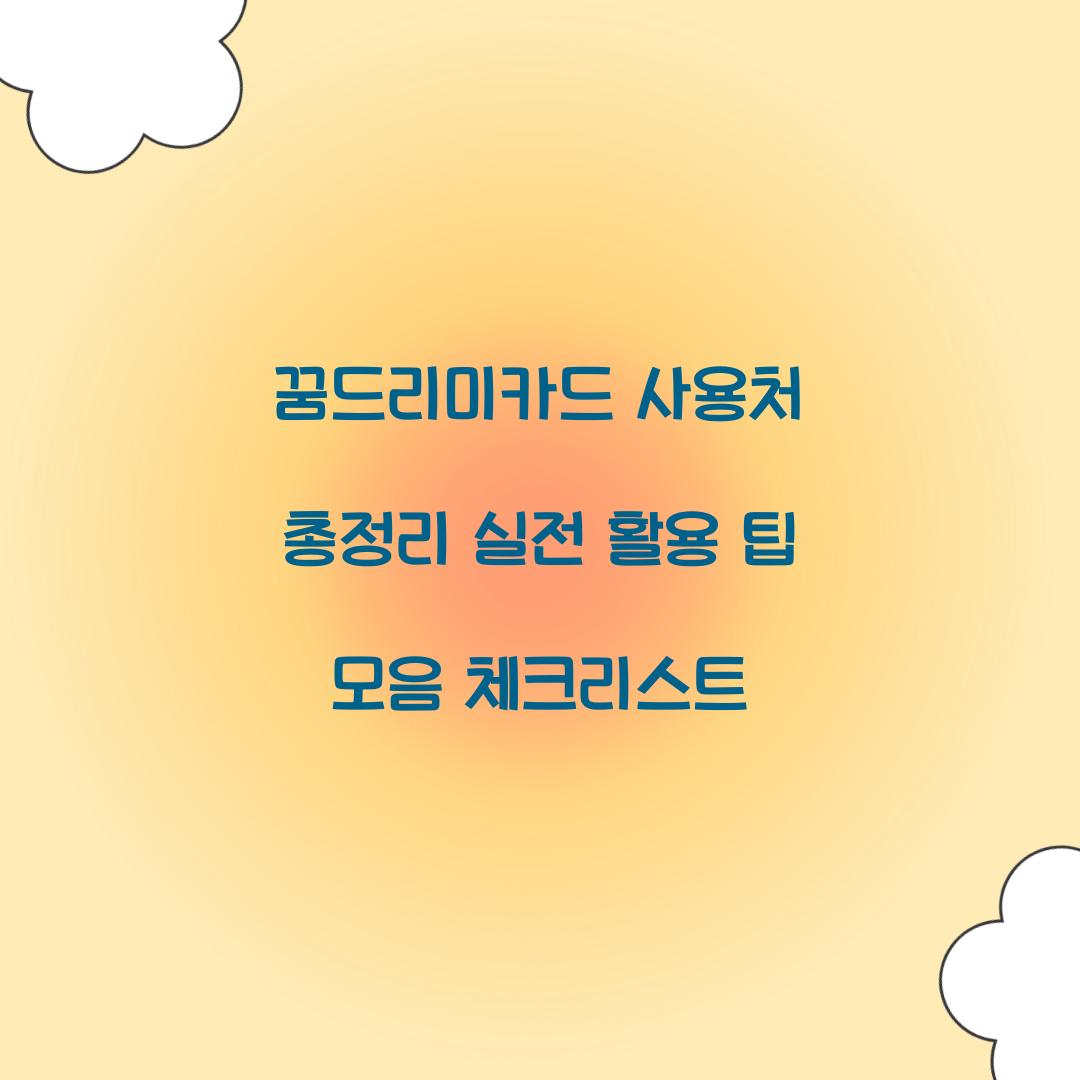 꿈드리미카드 사용처