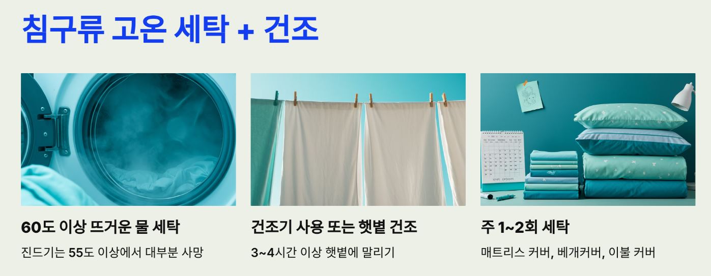 침구류 고온 세탁 + 건조