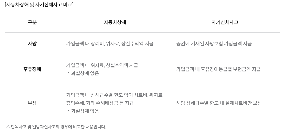 자동차보험 특약종류