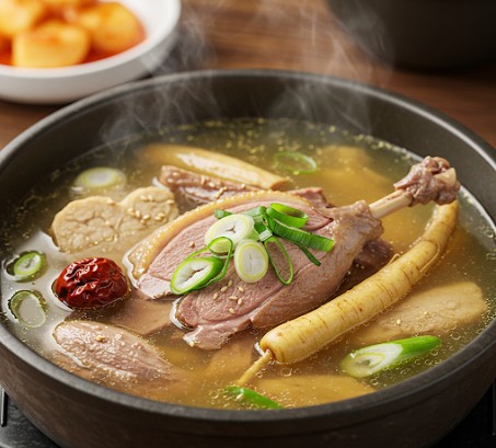 한국 전통 보양식 오리 백숙 음식