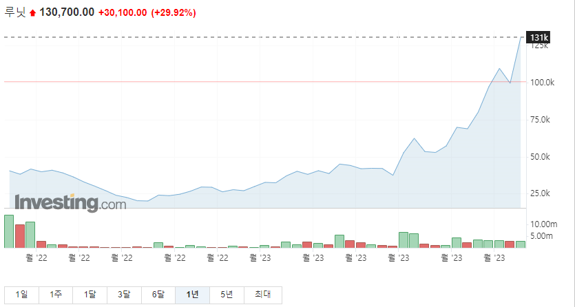 루닛 1년 주가그래프