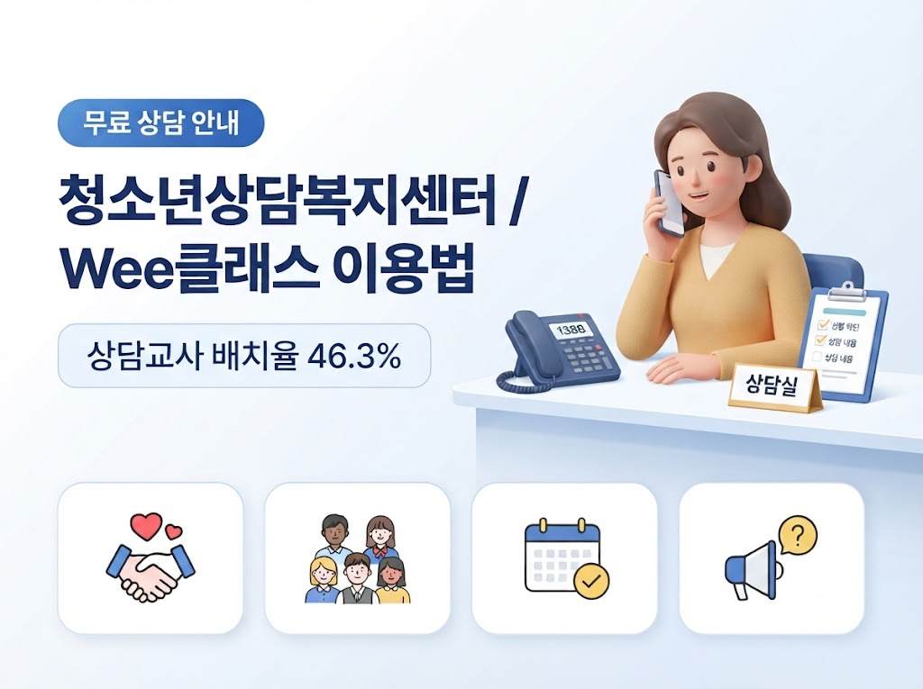 청소년상담복지센터와 Wee클래스 무료 상담 이용법 및 배치율 안내 썸네일