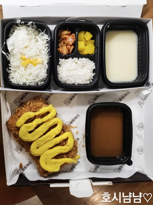 하남 진심왕돈까스 고구마치즈돈까스 포장 구성