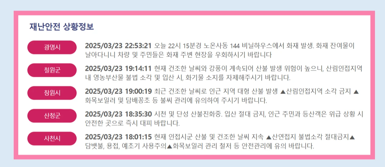 재난안전 상황정보