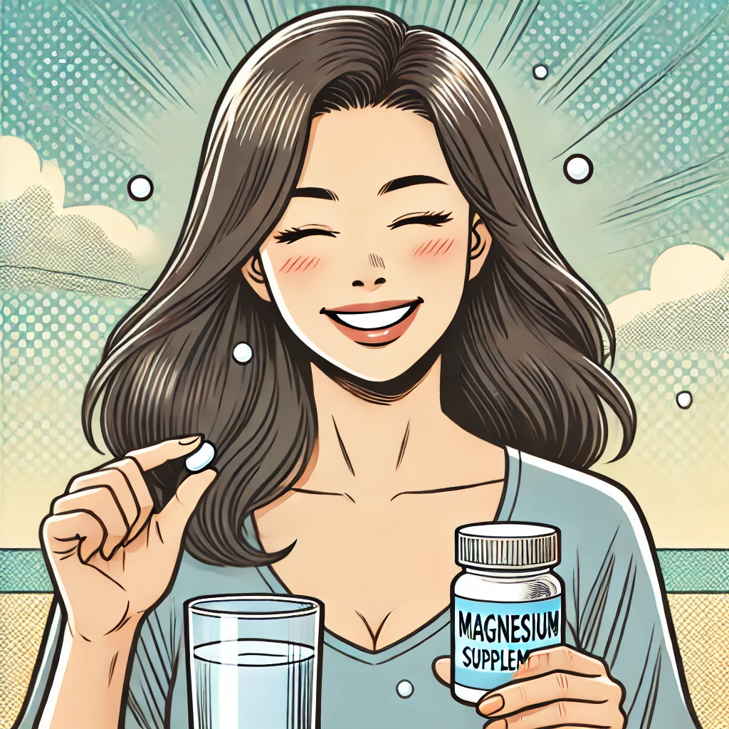 마그네슘 섭취 후 안정을 찾은 여성