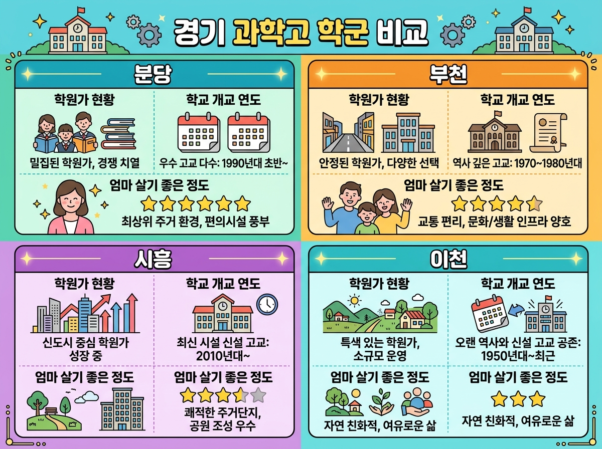 경기도 과학고 4개 학군 비교 인포그래픽