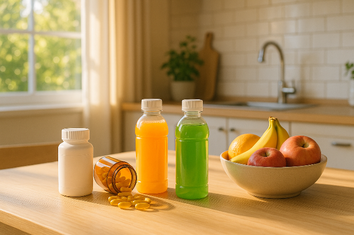 주방 테이블 위 기능성 식품