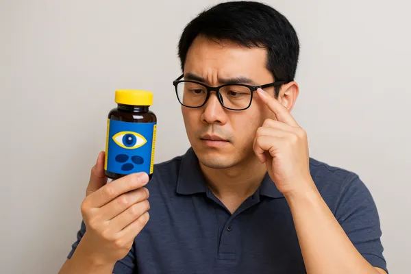 성인 남성 루테인 확인 모습