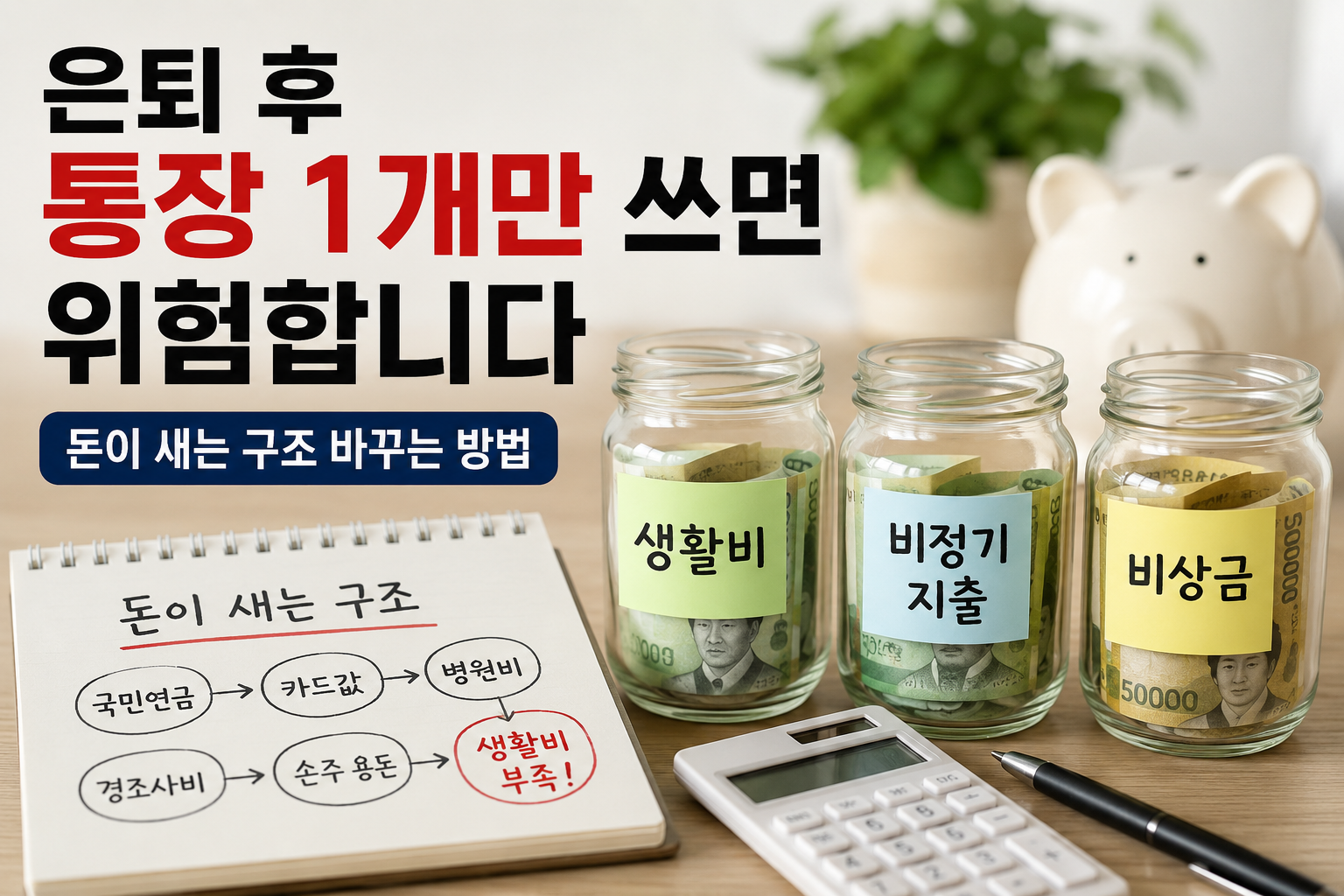 은퇴 후 통장 관리 방법, 생활비·비정기지출·비상금 통장 나누기로 돈 새는 구조 줄이기