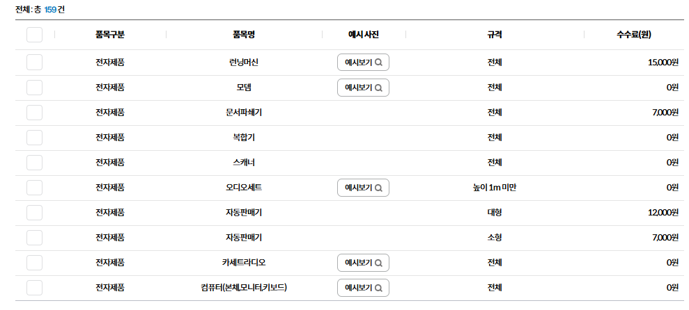 가전 폐기물 스티커 가격