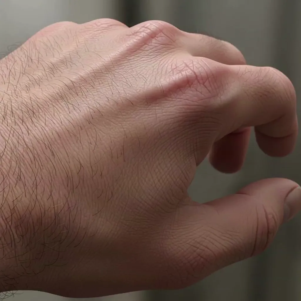 겨울에 갈라진 손