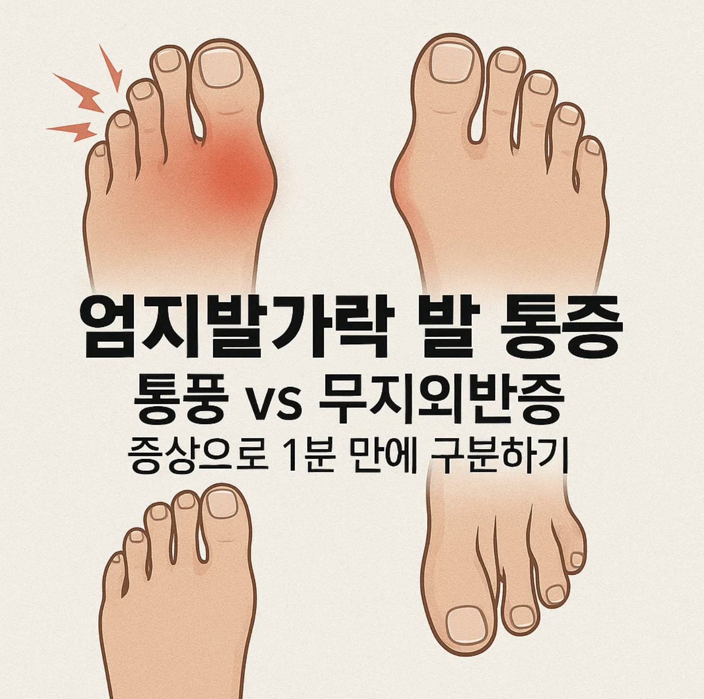 엄지발가락 발통증, 통풍 vs 무지외반증 증상으로 1분 만에 구분하기