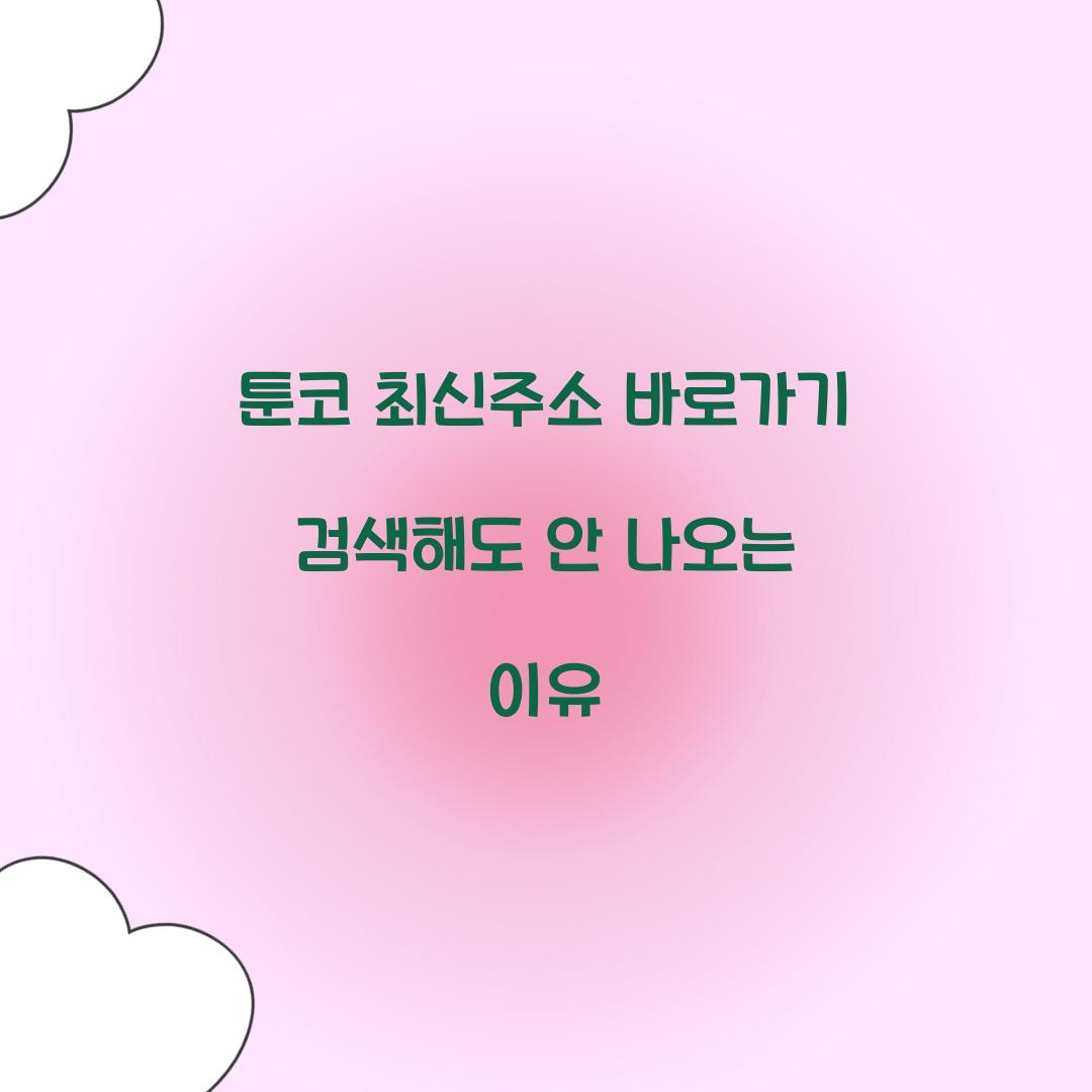 툰코 최신주소 바로가기 검색해도 안 나오는 이유