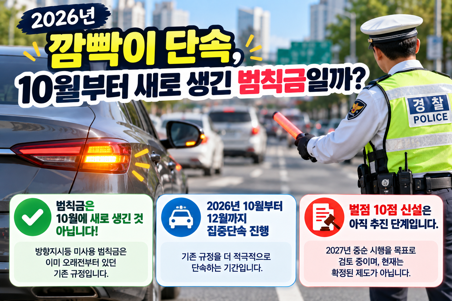2026년 깜빡이단속 10월부터 새로 생긴 범칙금일까?