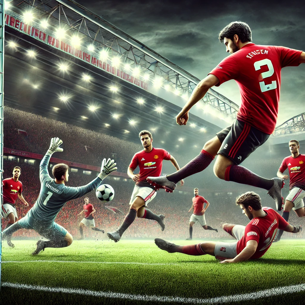 맨체스터 유나이티드 선수들이 축구하는 장면