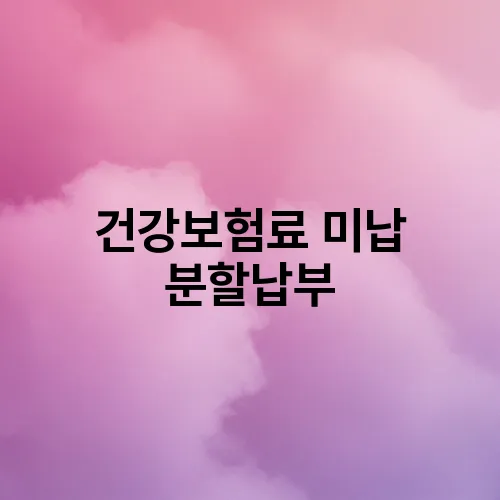 건강보험료 미납 분할납부