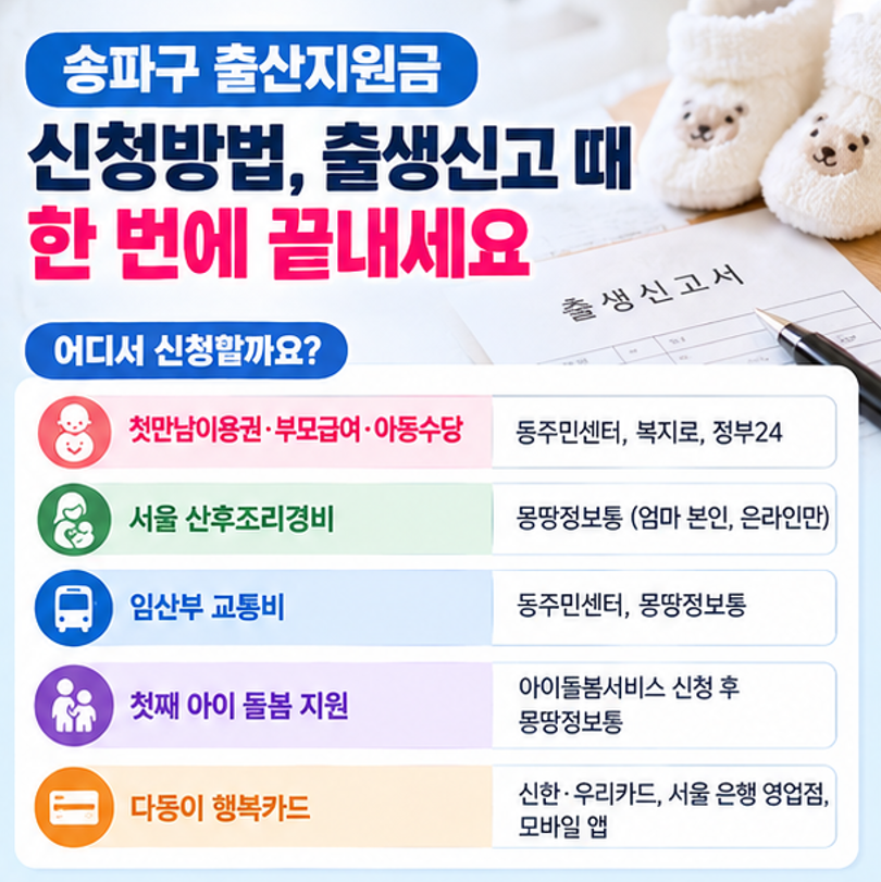 "둘째 낳으면 일단 500만원!" - 2026 송파구 출산 및 양육 혜택 한 번에 정리