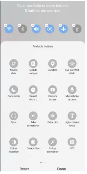 빠른 설정 타일 편집 및 재정렬