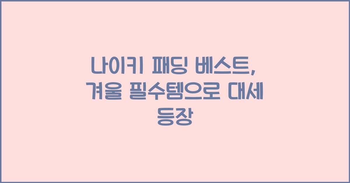 나이키 패딩 베스트