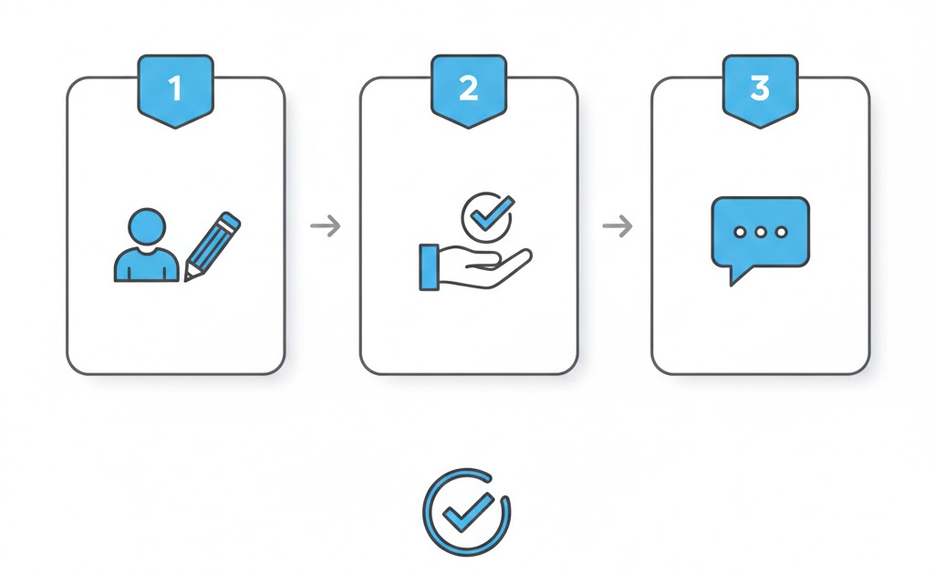 팔로우 요청 승인 확률을 높이는 프로필 정리, 정중한 메시지, 공개 정보 검증을 3단계로 정리한 인포그래픽