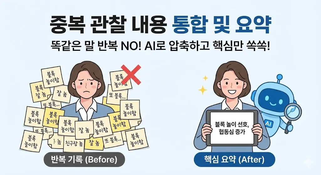 AI로 중복된 관찰 기록 제거하고 간략히 정리하기
