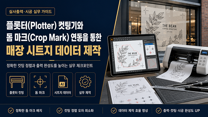 플롯터(Plotter) 컷팅기와 돔 마크(Crop Mark) 연동을 통한 매장 시트지 데이터 제작