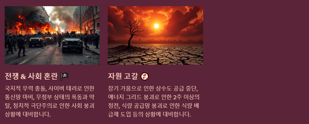 프레퍼족이 대비하는 위기상황