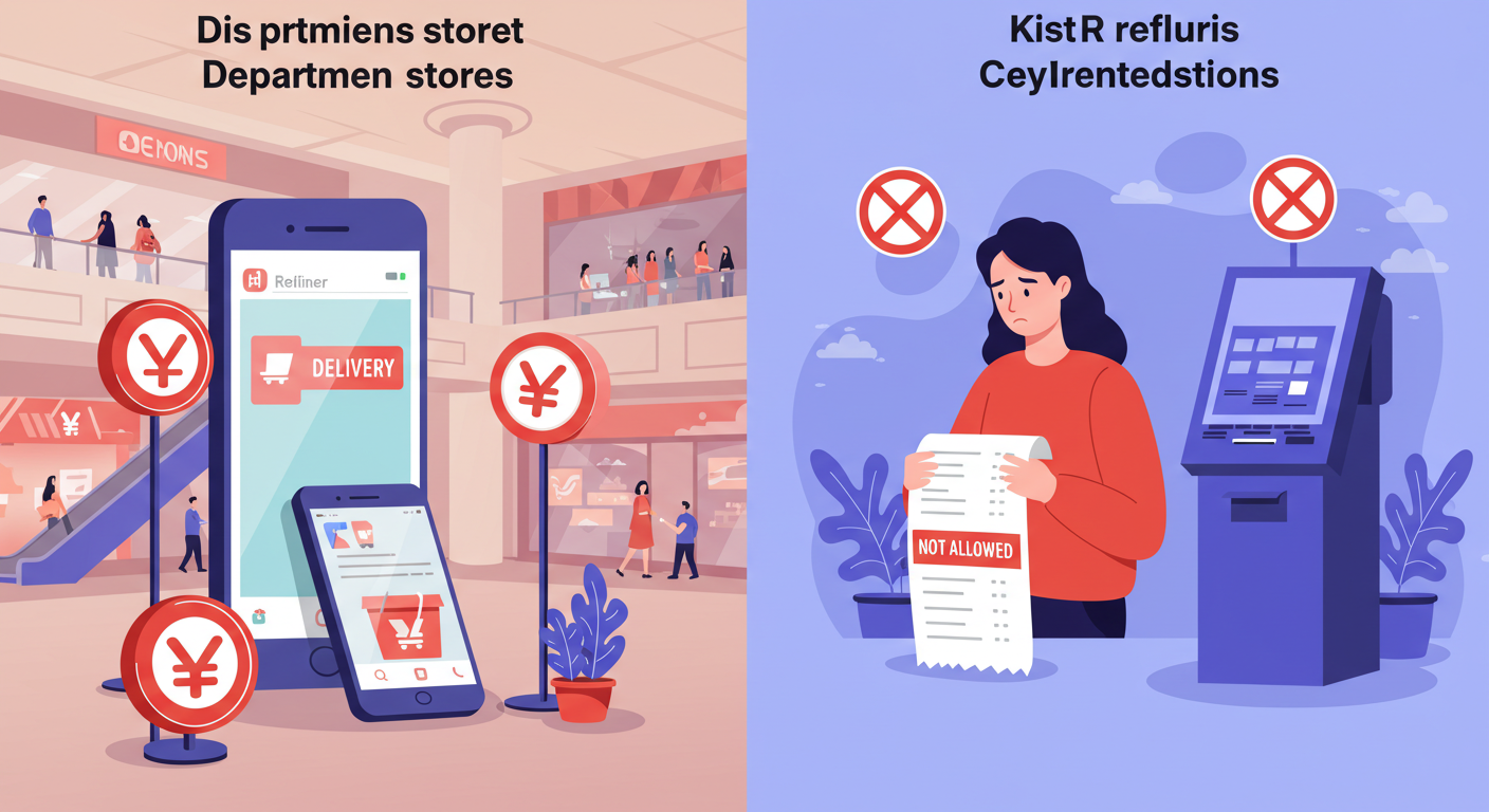 백화점, 배달앱, 키오스크 결제 등 환급이 되지 않는 업종 예시