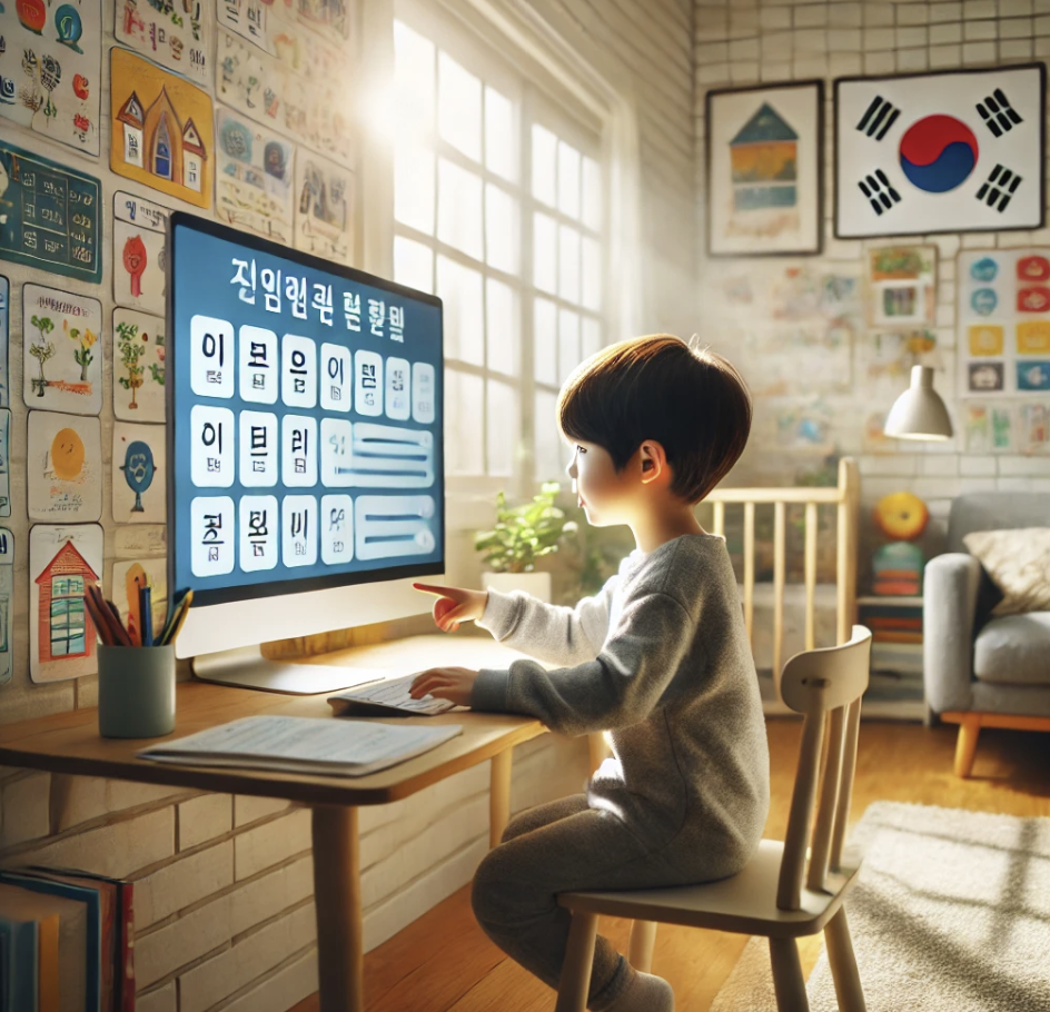 e-러닝 시스템을 사용하는 아동