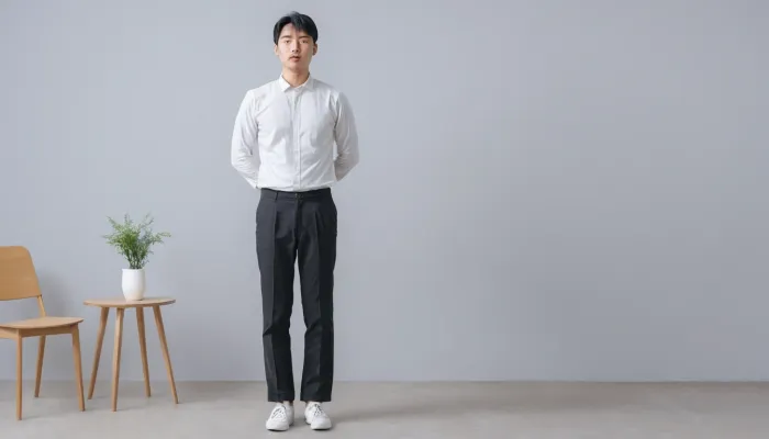 잘못된 자세가 고관절 통증을 유발하는 상황을 보여주는 모습