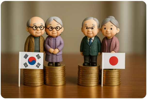 한국 일본 노후 자산 비교 이미지