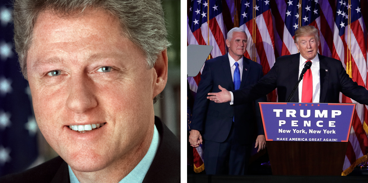 탄핵소추되었던 제42대 빌 클린턴 대통령과 제45대 도널드 트럼프 대통령