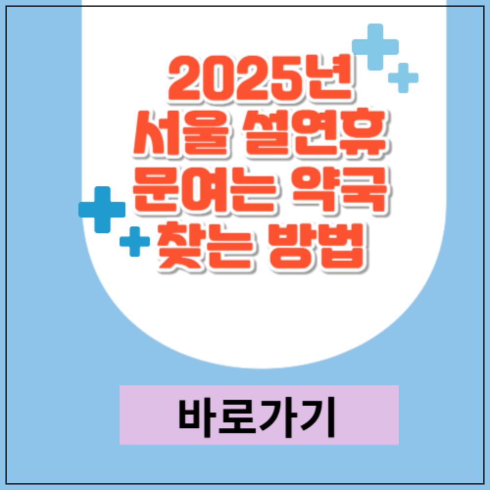 2025년 서울 설연휴 문여는 약국 찾는 방법