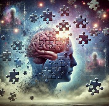 가짜 기억의 개념을 시각적으로 표현한 초현실적 이미지